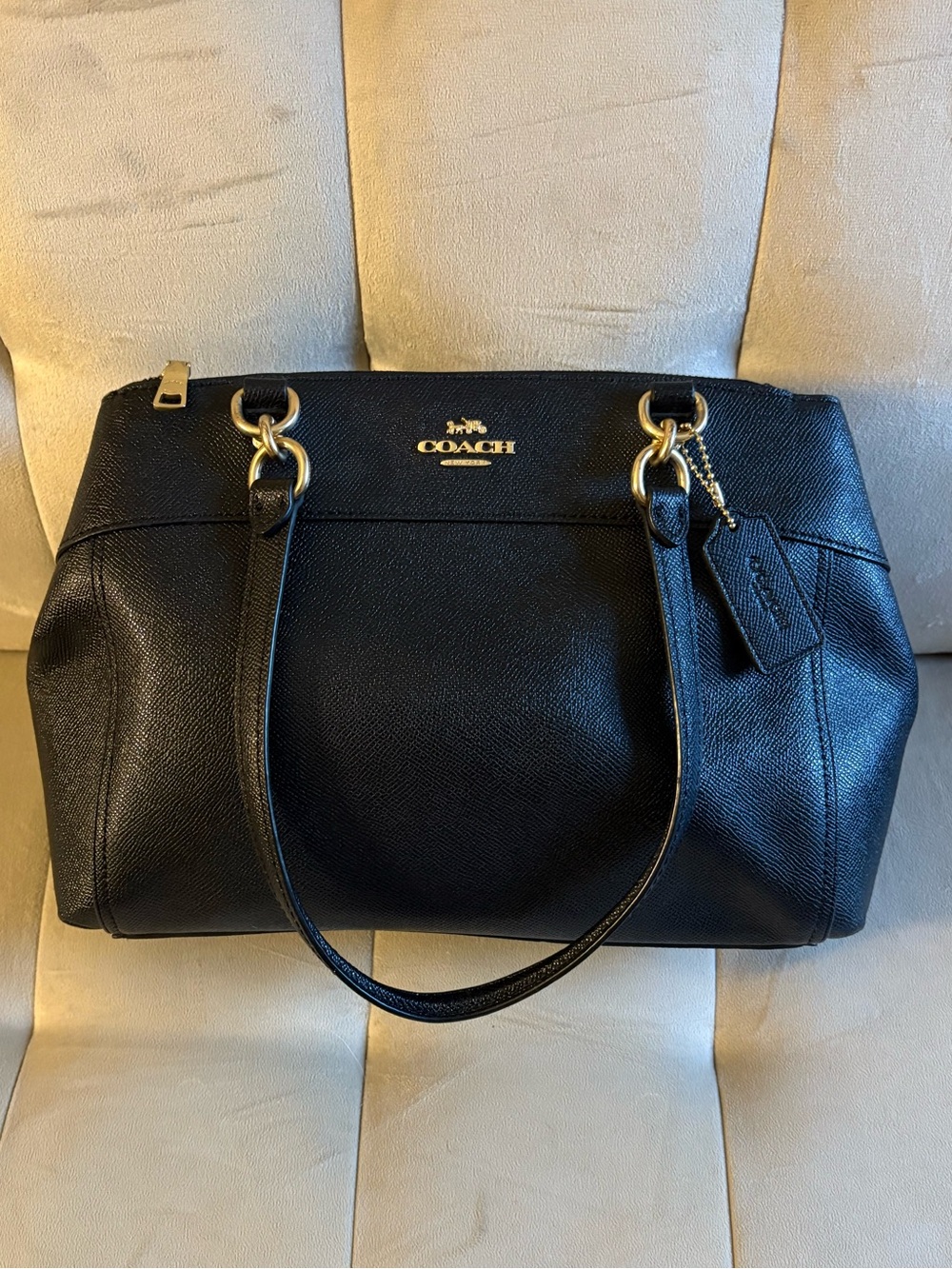 Coach Brooke Satchel -Black Leather Tote with Gold Hardware